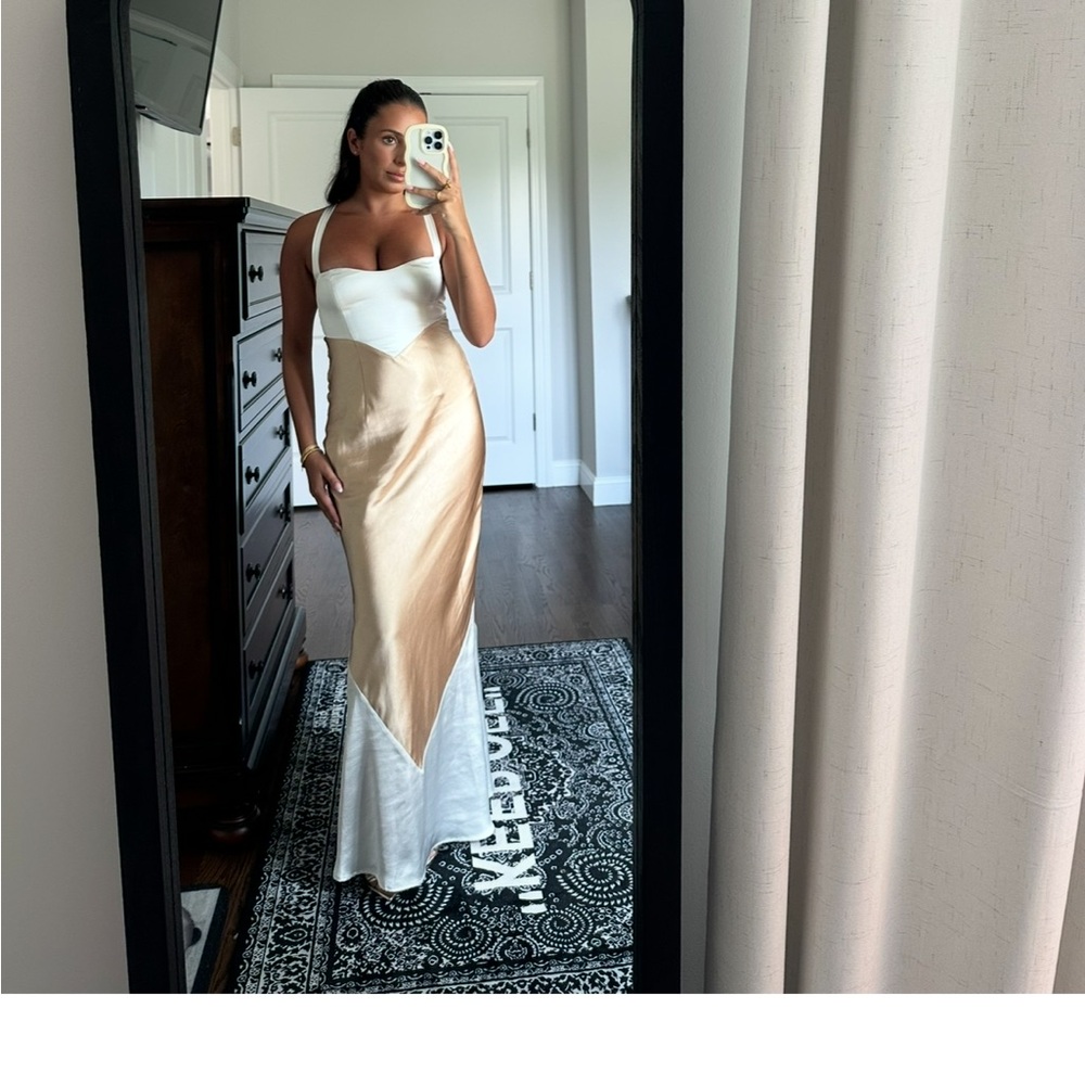 Elegant White and Gold Women's Dress